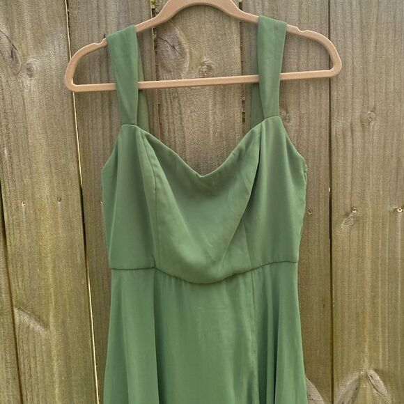 After Six Contoured Wide Strap Sweetheart Maxi Dress Seagrass Green Sage Size 8 - Picture 5 of 7